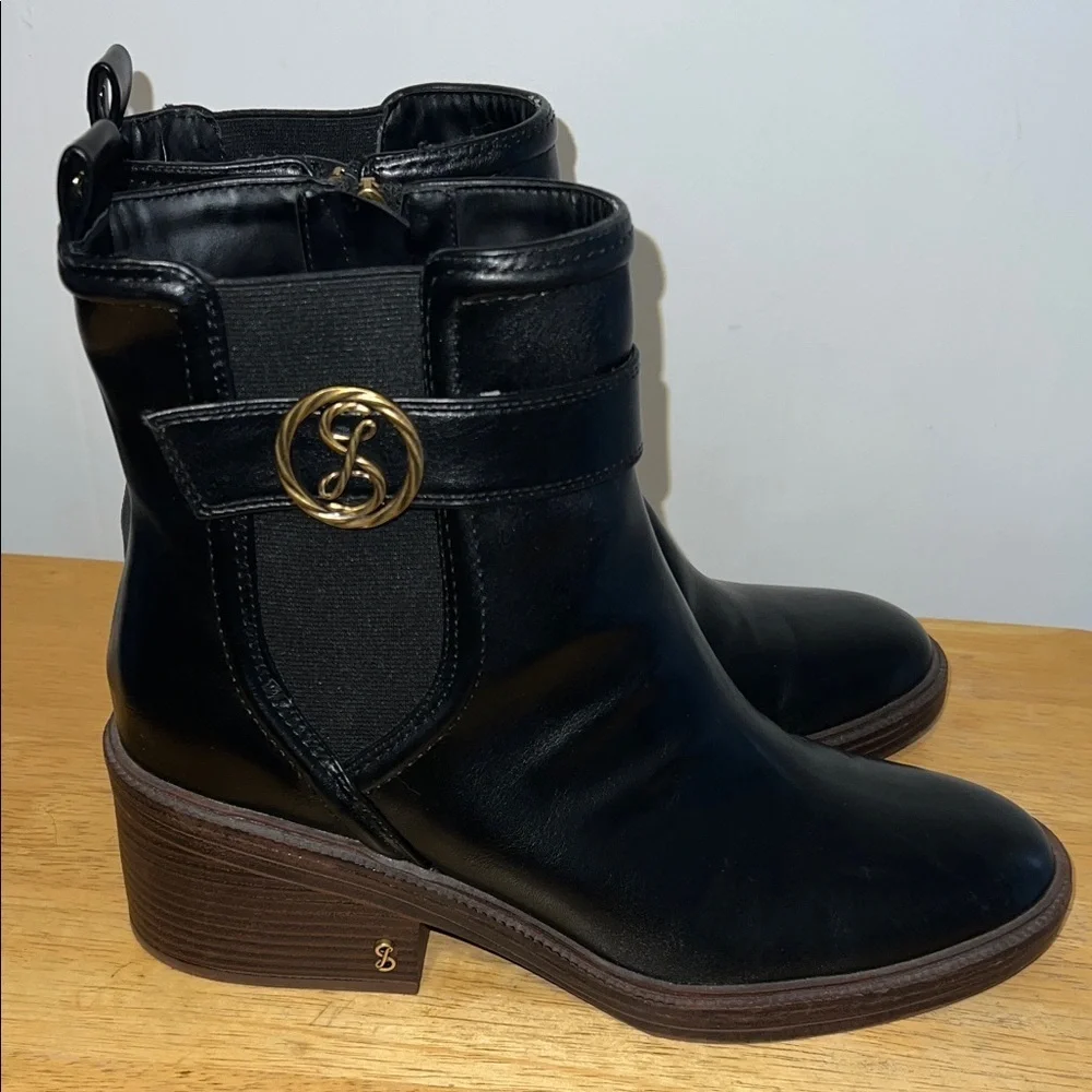 Sam and Libby Elegant Black Leather Ankle Booties